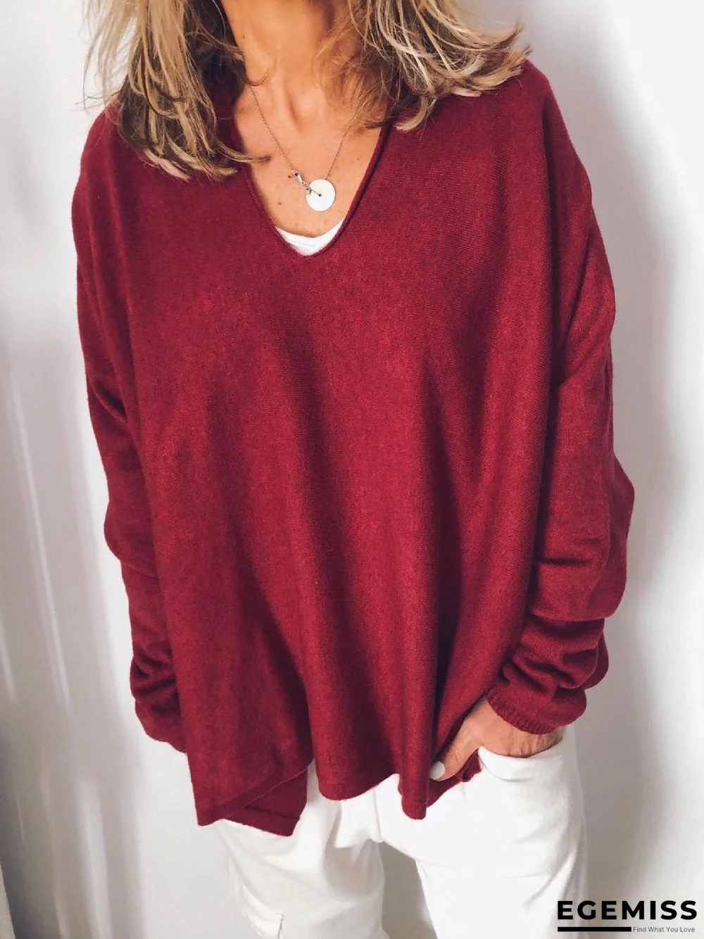 Red Long Sleeve Casual Shirts & Tops | EGEMISS