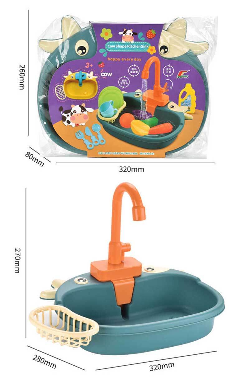 Play Kitchen Sink Toy with Running Water for Kids Toddler, Learning Dishwasher Set with Automatic Water Cycle System, Pretend Role Play Toys for Boys Girls | Shinymarch®