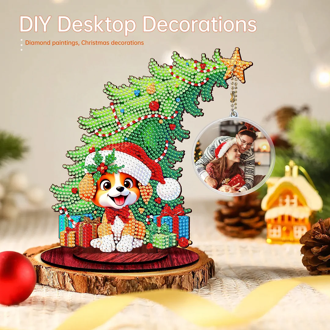 Photo Christmas Tree 5D DIY Diamond Art Tabletop Wood Decorations Ornament Kits