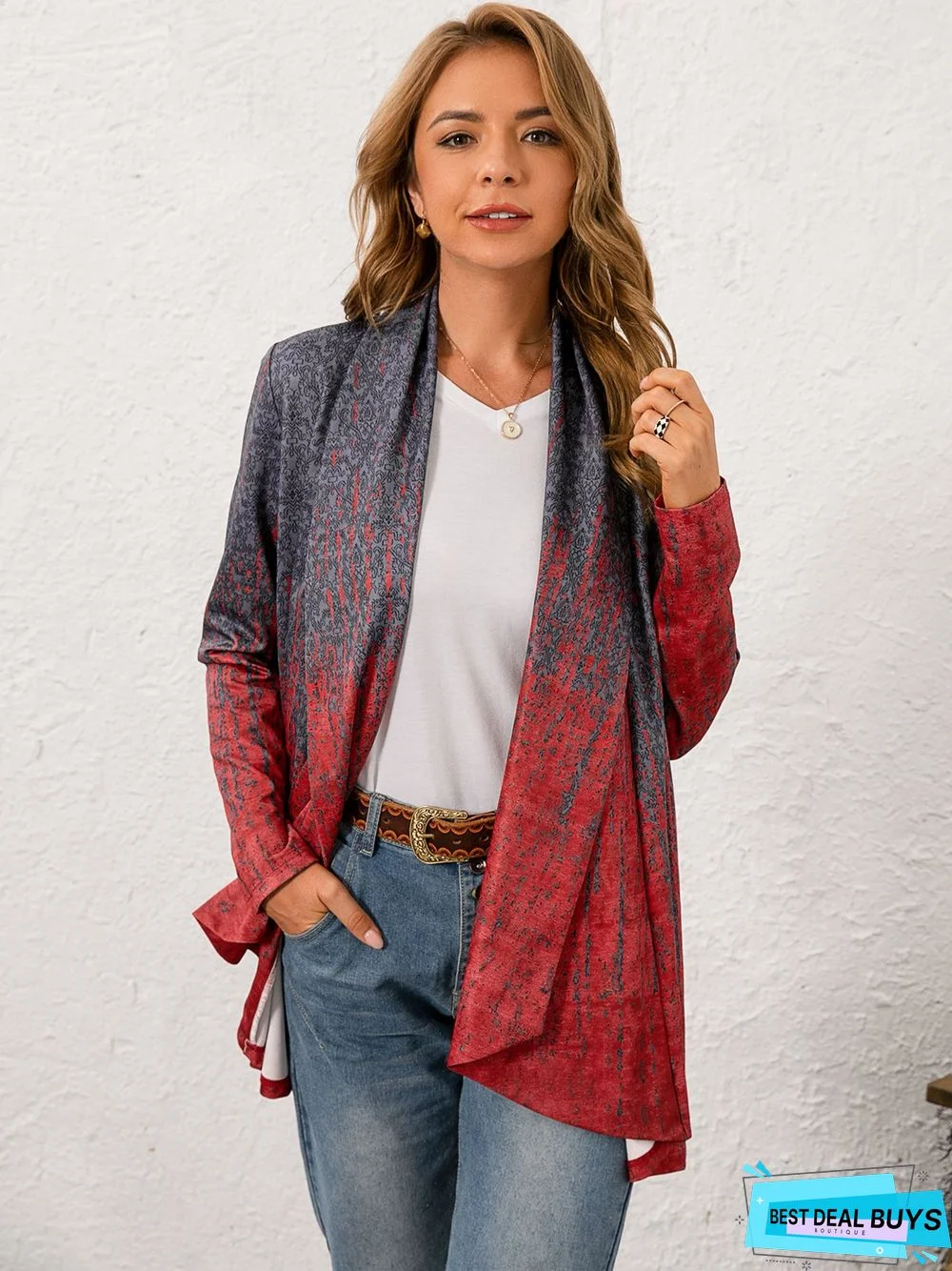 Loose Collarless Casual Cardigan