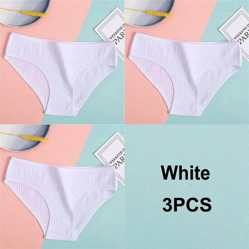 3PCS Cotton Panties Women's Underwear Casual Solid Color Panties for Women Intimate Lingerie Sexy Briefs Female Underpants M-XL