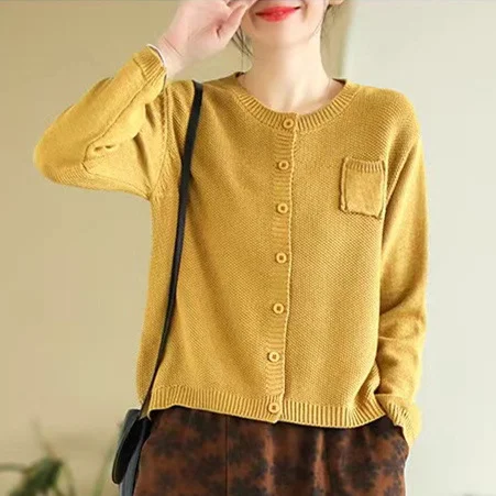 Chicfifth Sweater Women Winter Long Sleeve High Quality Autumn Vintage Top Knitted Cardigan