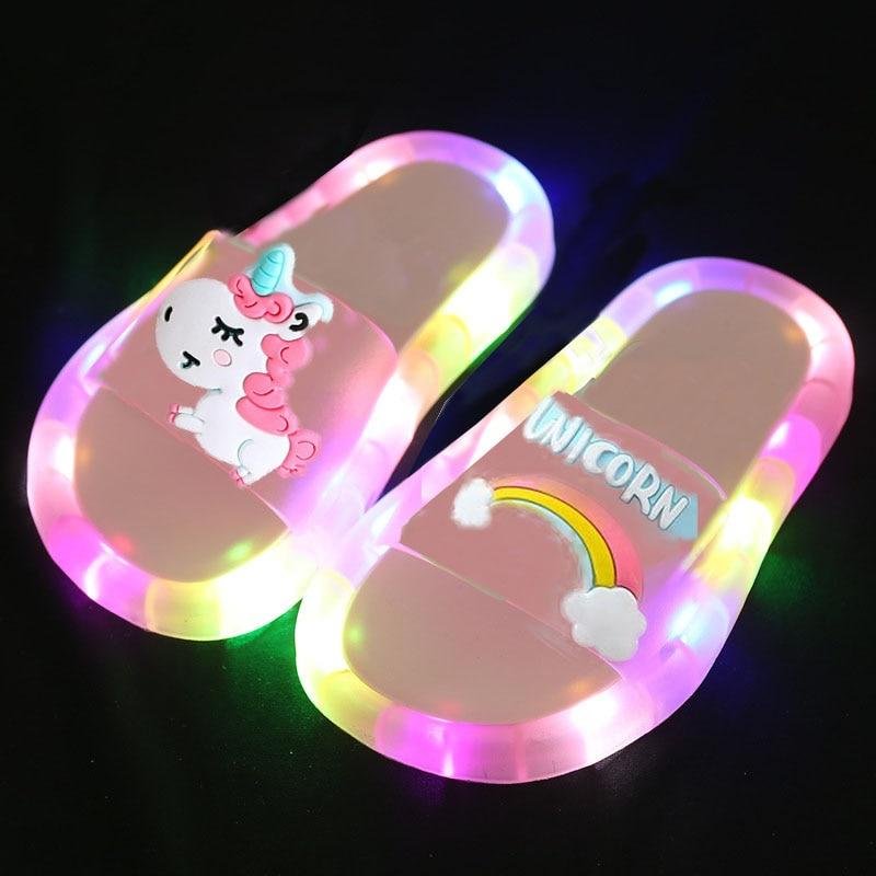 Kid's Unicorn Pattern LED Slippers、、sdecorshop
