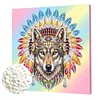 DIY Pearl Painting Wolf for Home Wall Decor with Frame(25x25cm)