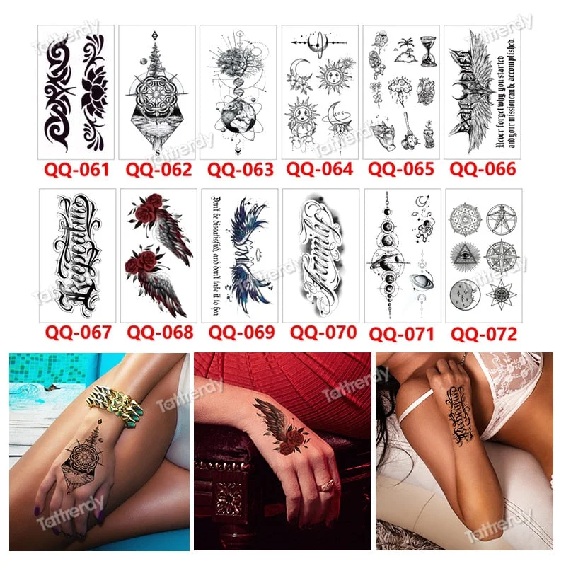 12Pcs/Set Waterproof Temporary Tattoo Sticker Small Rose Daisy Peony Flash Tatoo Flower Hand Ankle Wrist Fake Tatto For Body Art