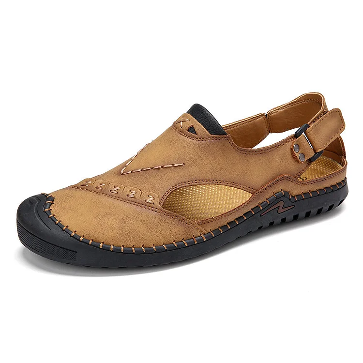 Men Closed Toe Outdoor Non Slip Microfiber Leather Sandals