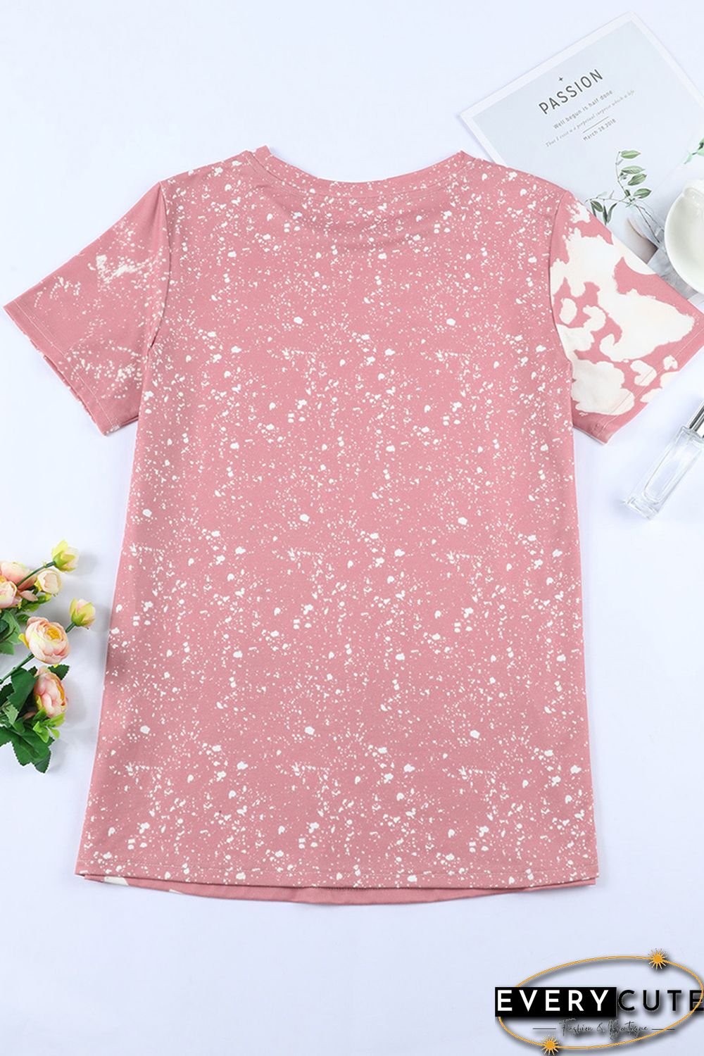 Pink PRAY Leopard Tie Dye Short Sleeve Graphic Tee