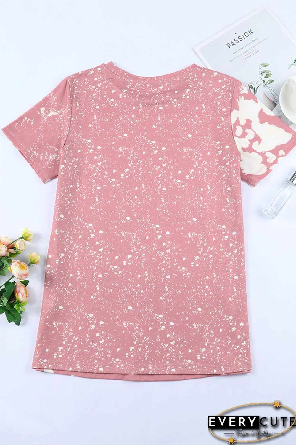 Pink PRAY Leopard Tie Dye Short Sleeve Graphic Tee