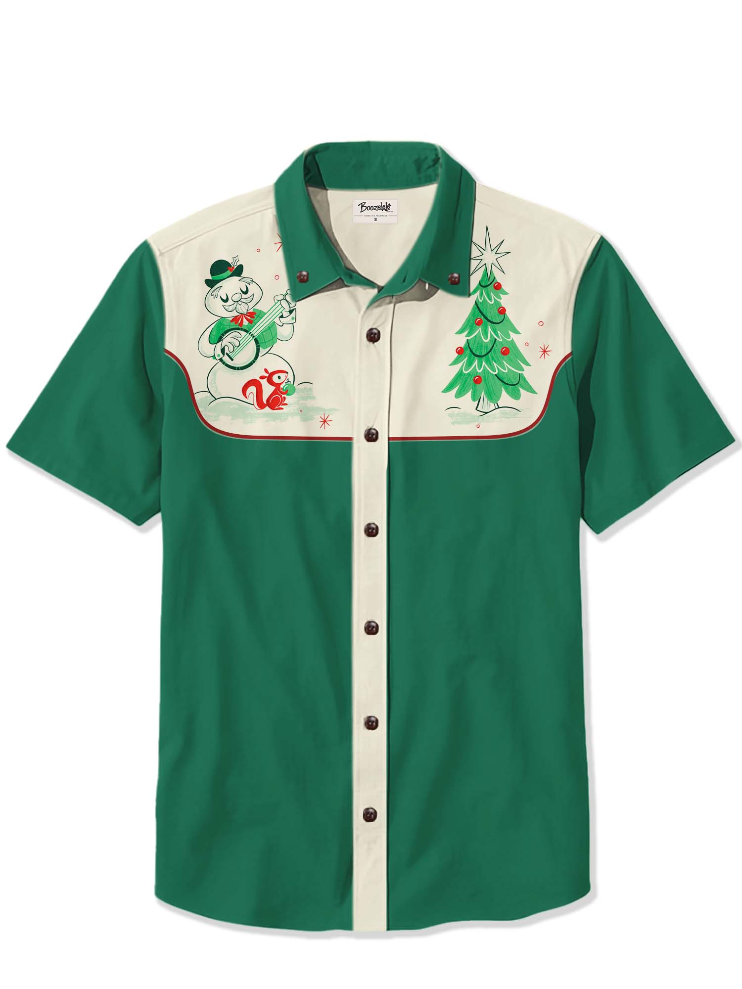 Christmas Banjo-Playing Snowman And Christmas Tree - 100% Cotton Shirt