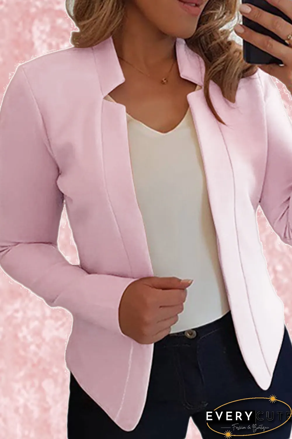 Fashion Solid Split Joint Cardigan Collar Outerwear(6 Colors)