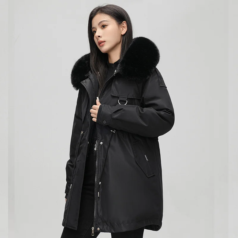 Woherb One Dress Three Wear Cotton Pie To Overcome The Disassembly Female Long Style 2024 Winter New Waist Slim Cotton-Padded Clothes-Outfit Ideas