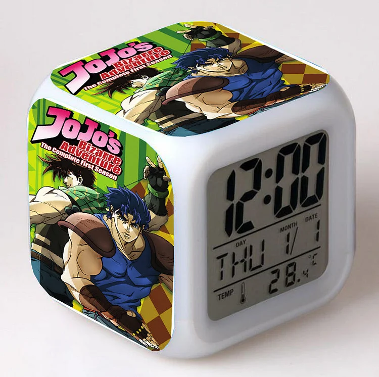 Anime JoJo's Bizarre Adventure Multi-color Flashing Light Alarm Clock-elleschic