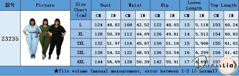 Spring Plus Size Women's Solid Short Sleeve V-Neck Jumpsuit