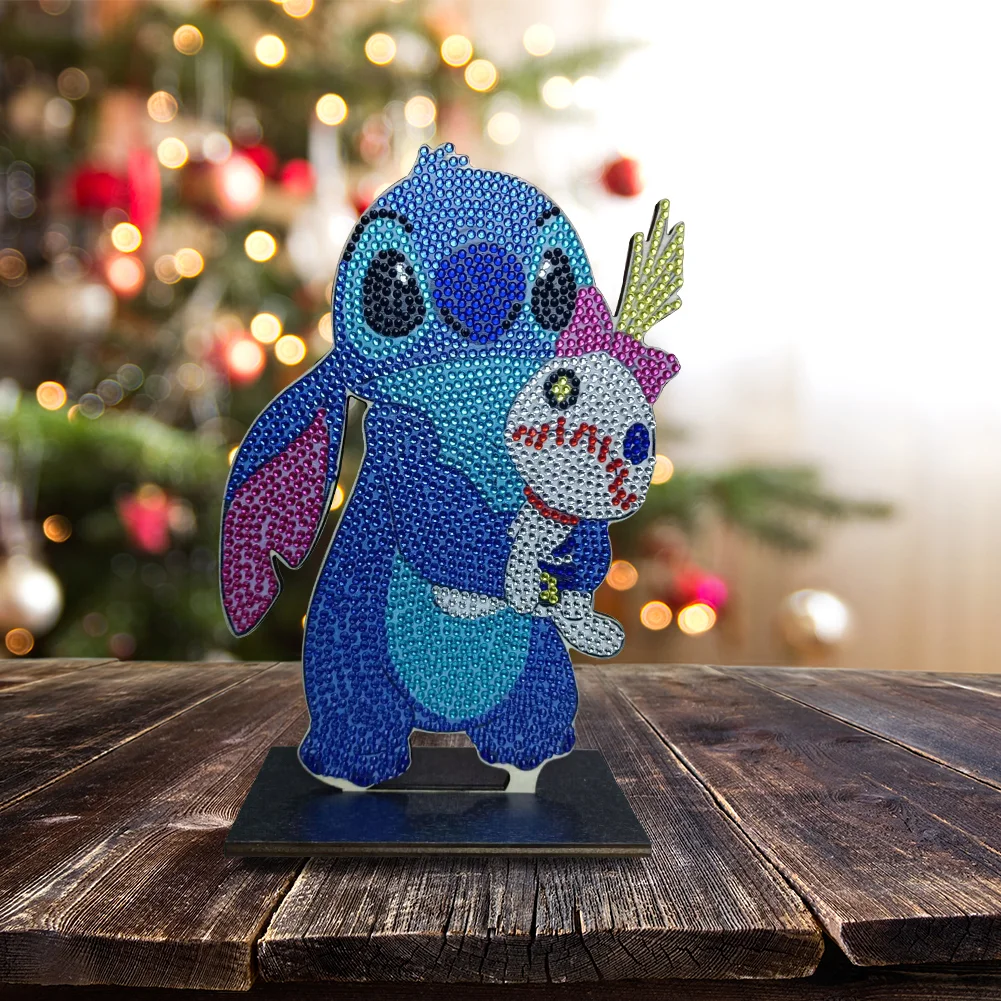 DIY Stitch Table Ornament Art Crafts Wooden Single Sided Home Decoration