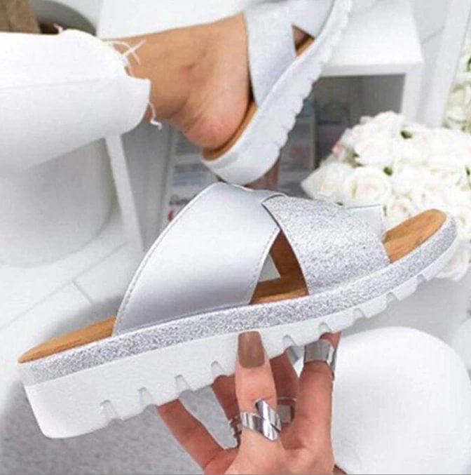 Qengg New Women Sandals All-match Fashion Comfy Platform Flat Shoes Soft Sole Casual Orthopedic Bunion Corrector Slippers Zapatos Nina