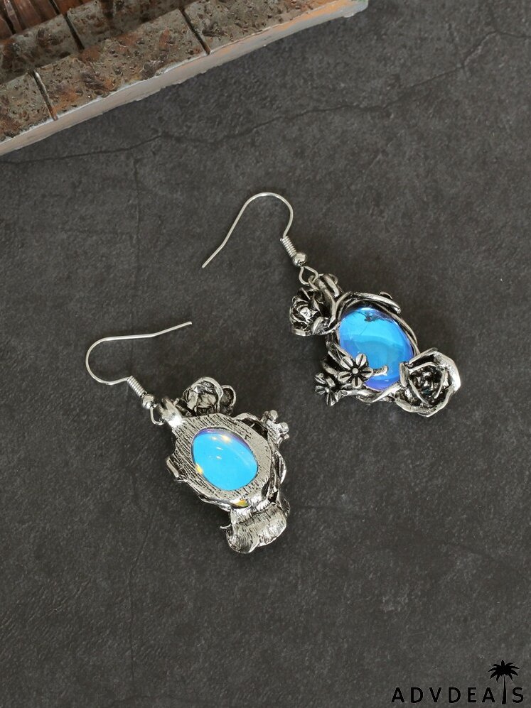 Gemstone Decor Flower Drop Earrings