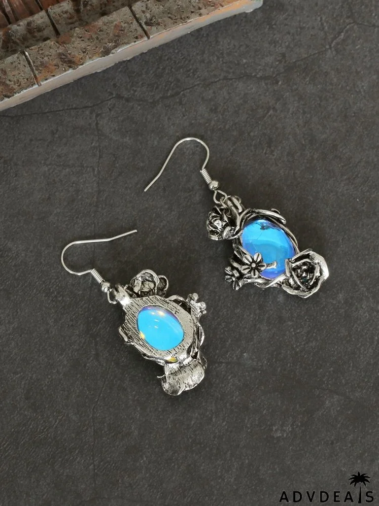 Gemstone Decor Flower Drop Earrings
