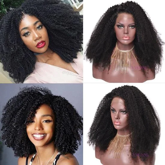 FREE SHIPPING YVONNE Afro Kinky Curly Lace Front Human Hair Wigs