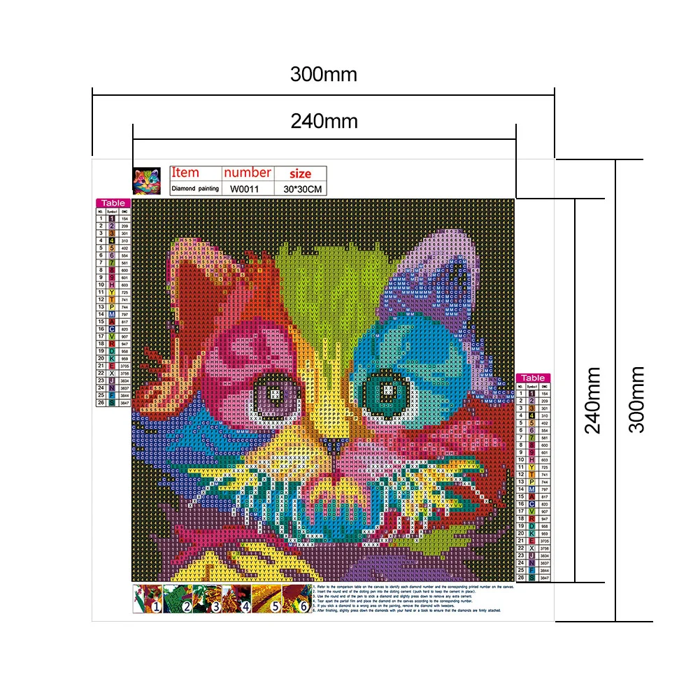 Full Round Diamond Painting 30*30cm - Cat