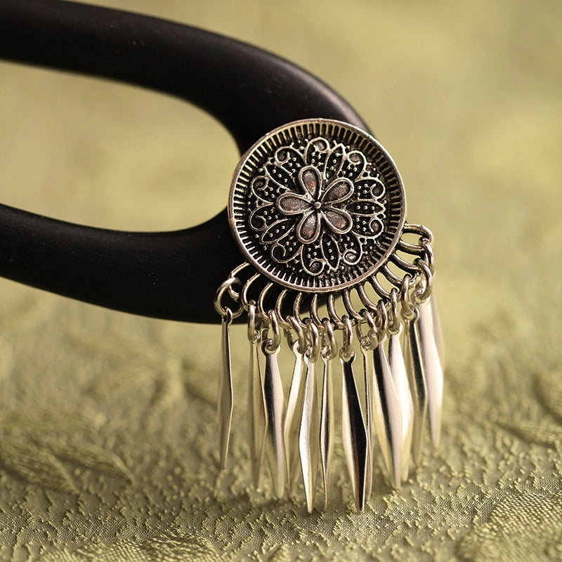 Handmade Original U-shaped Double Hairpin Ebony Hairpin Tassel Step Shake Chopsticks Ancient Style Headdress Pull Hair Hanfu Accessories