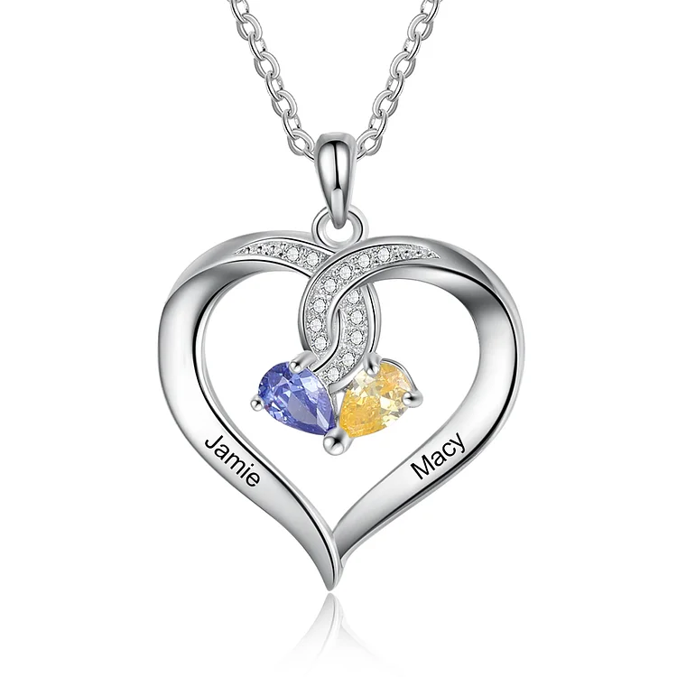 Collier 2 Prénom Personnalisé cœur