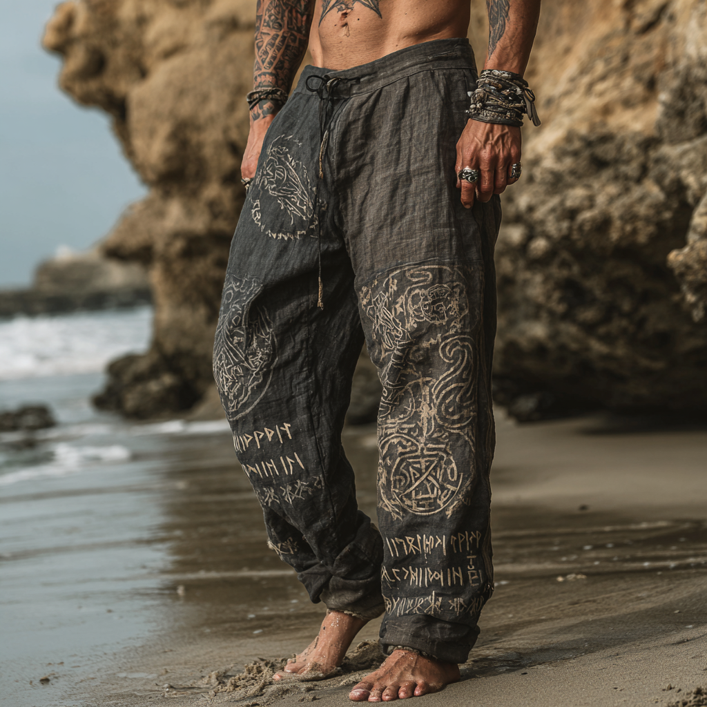 Men's Viking Totem Nordic Runes Summer Pants / Rvogue / Rvogue
