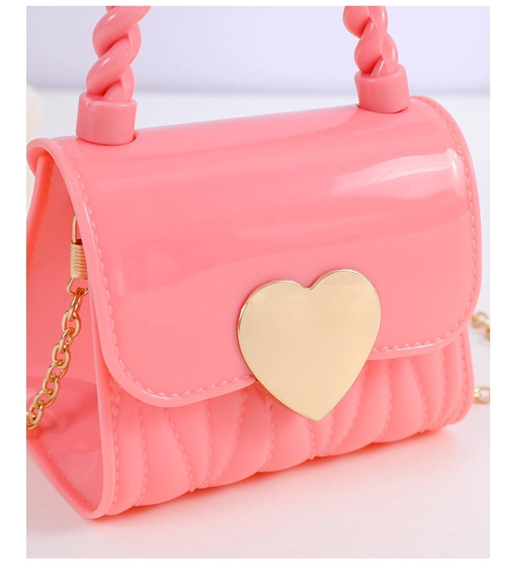 Kid’S Small PVC Cartoon Solid Color Cute Square Flip Cover Crossbody Bag