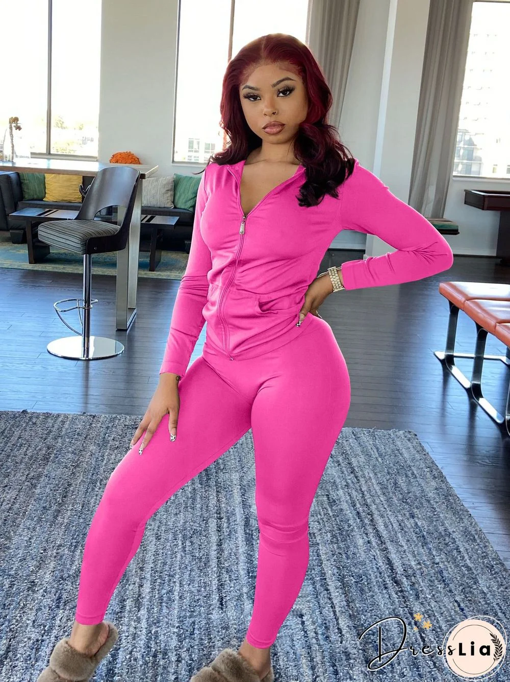 Zipper Hooded Sweatshirts Pants Joggers 2 Piece Suit