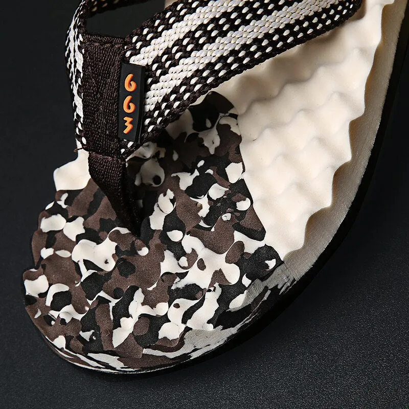 Hot Fashion Camouflage Thick Bottom Flip Flops Men's Non-Slip Outer Wear Men's Slippers Summer Massage Beach Soft Bottom Sandals