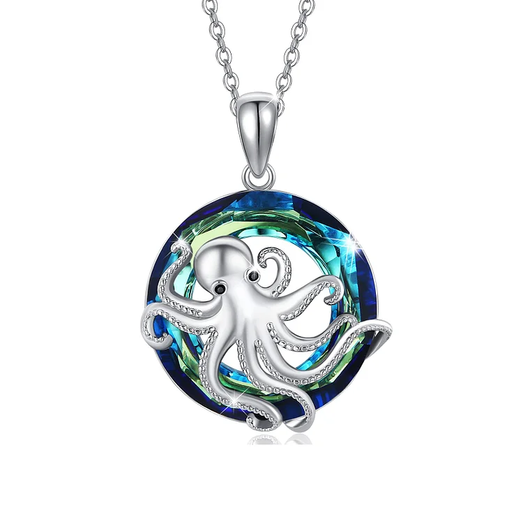 S925 Octopus Crystal Circle Necklace