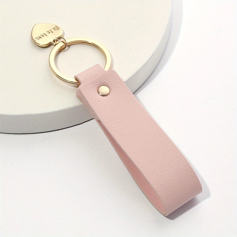 Minimalist Solid Color Pu Leather Women’s Keychain
