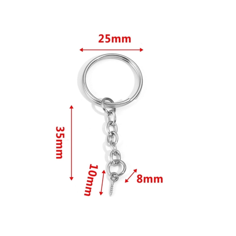 5 PCS/Package 25*35mm 30*35mm Stainless Steel Solid Color Polished Keychain Accessories