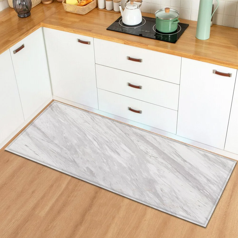 Kitchen Mat Home Entrance Doormat Living Room Bedroom Floor Decoration Long Carpet Marble Pattern Hallway Bathroom Anti-Slip Rug