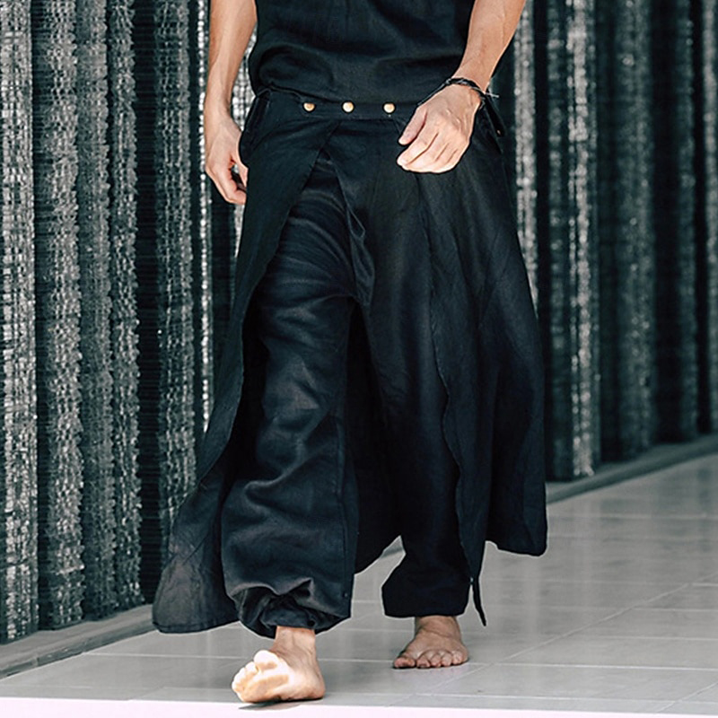 Men's Culottes Wide Leg Joggers Linen Pants