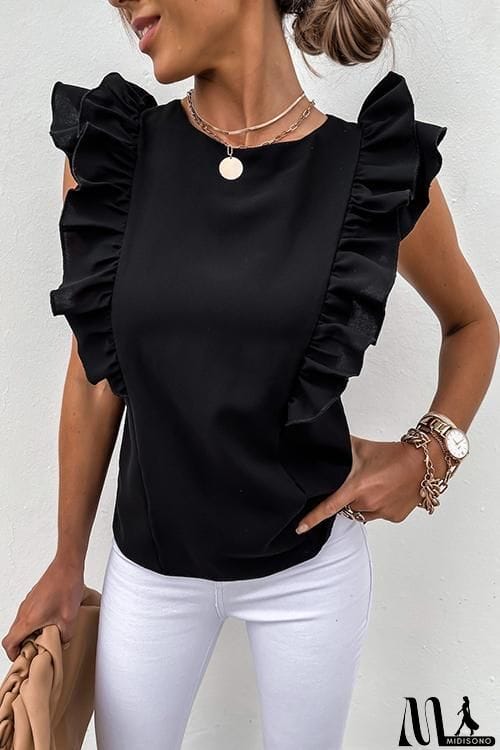 MidiSono - Ruffles Sleeveless T Shirt