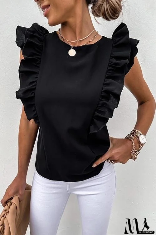 MidiSono - Ruffles Sleeveless T Shirt