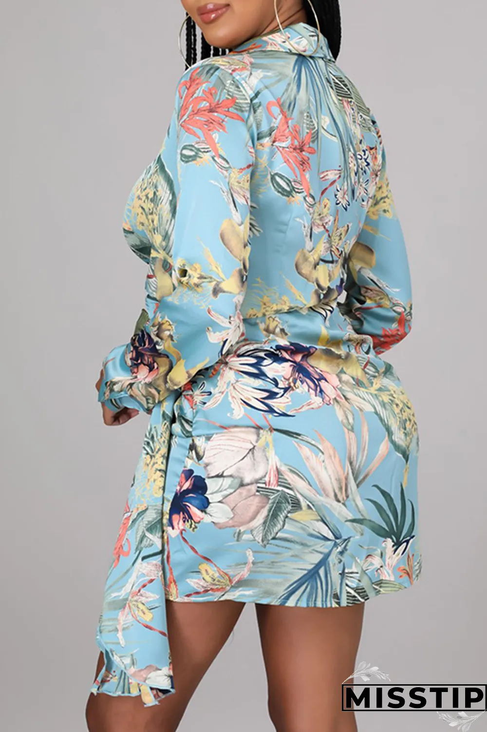Cream White Casual Print Patchwork Turndown Collar Shirt Dress Dresses
