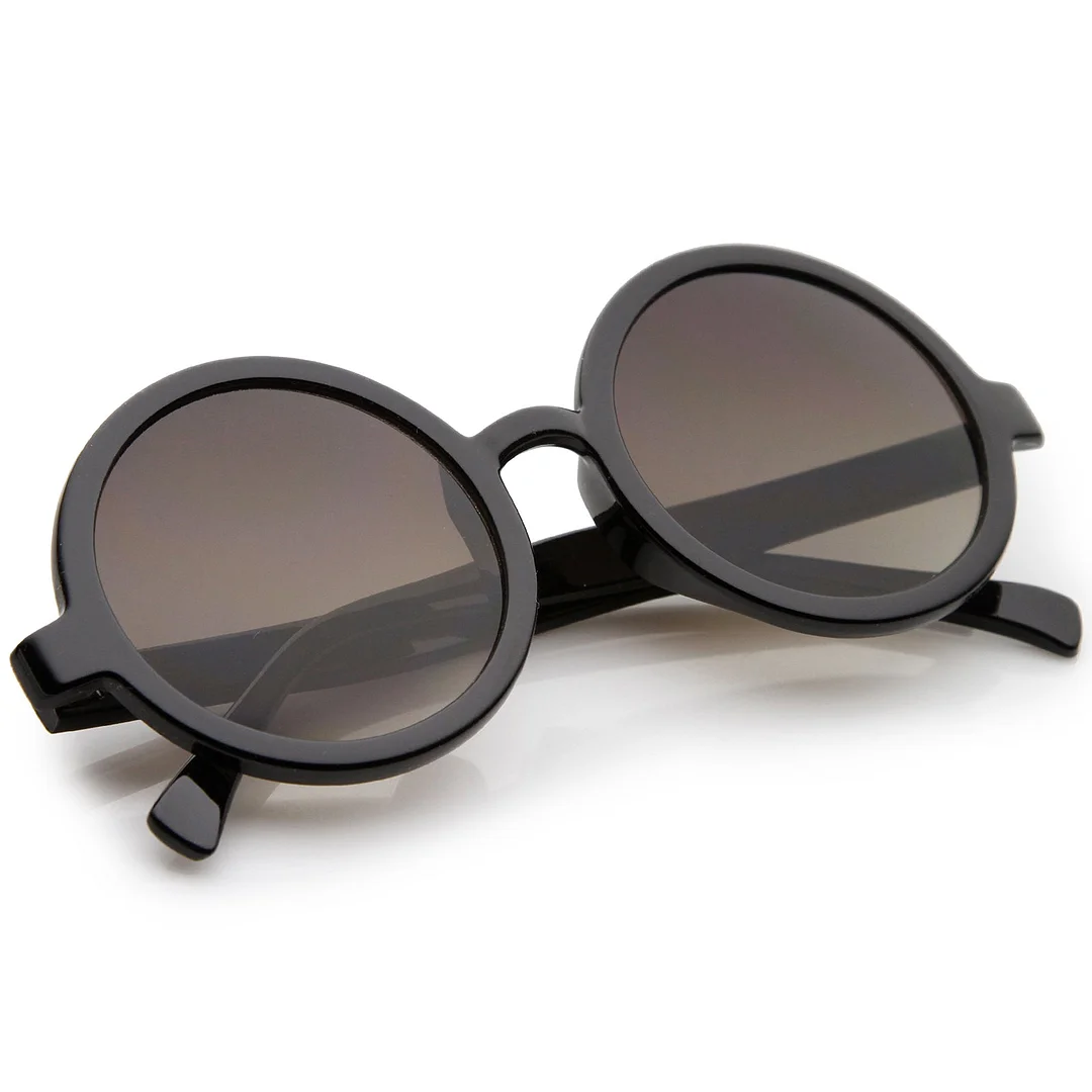 Classic Retro Horn Rimmed Neutral-Colored Lens Round glasses 52mm