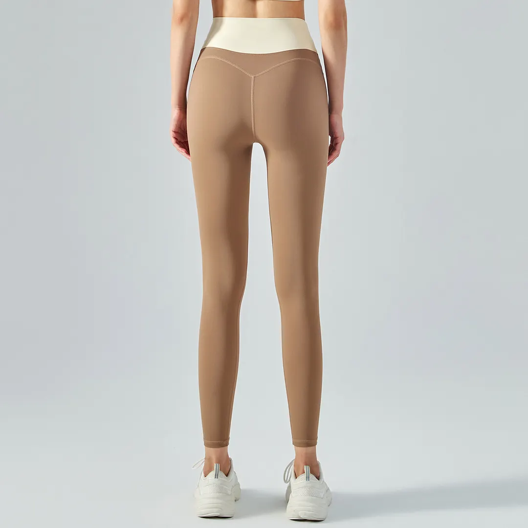 Shop Cocoa widened high waist butt lifting slim fitting naked feeling high rise squat proof gym yoga leggings with tummy control online on Hergymclothing