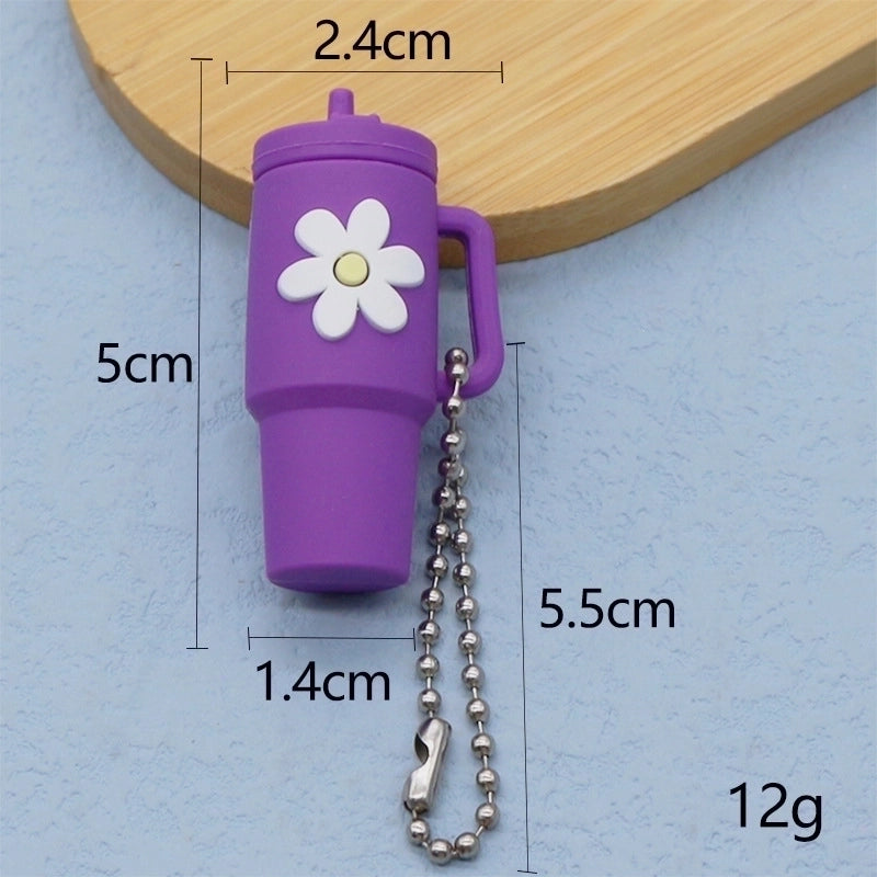 Cartoon Style Cup Flower Soft Glue Women’s Keychain