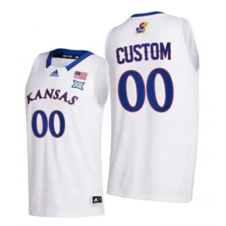 Men's Kansas Jayhawks Custom White Stitched Basketball Jersey SFSK