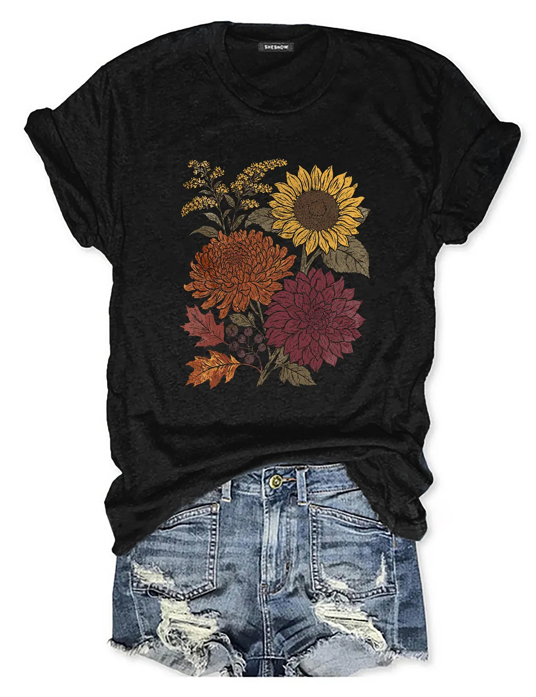 Fall Floral Sunflower Dahlia T-shirt