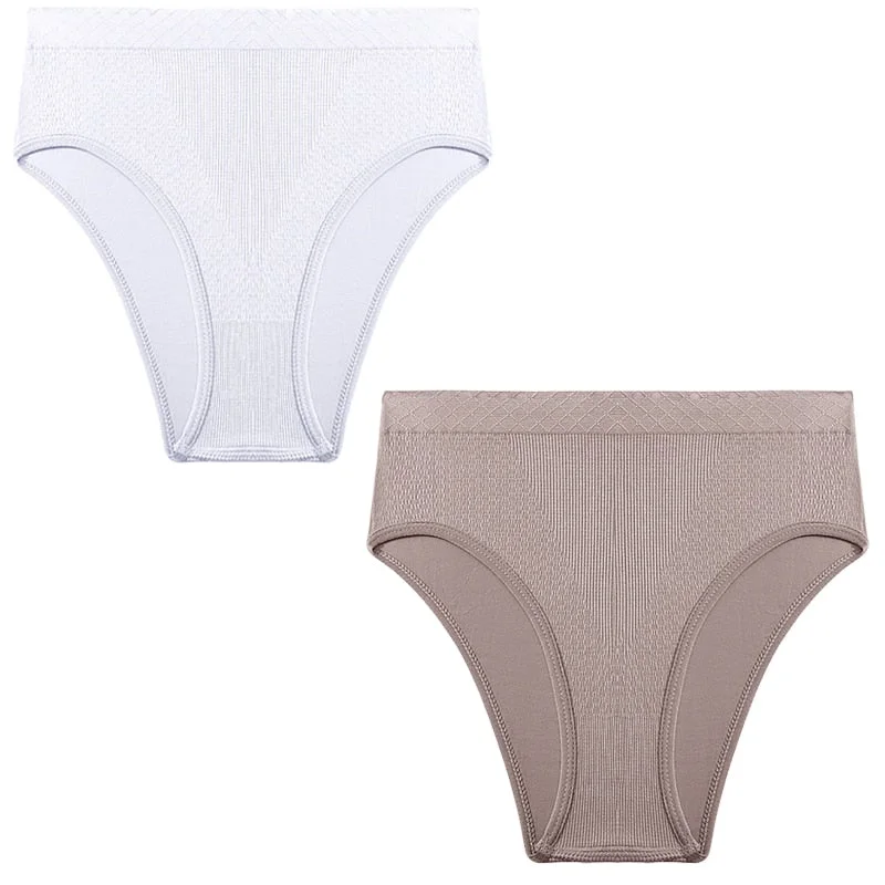 2PCS/Set Seamless Women's Panties Plus Size Underwear Women Briefs Lingeries Cotton Mid-Rise Underpants Panty Intimates