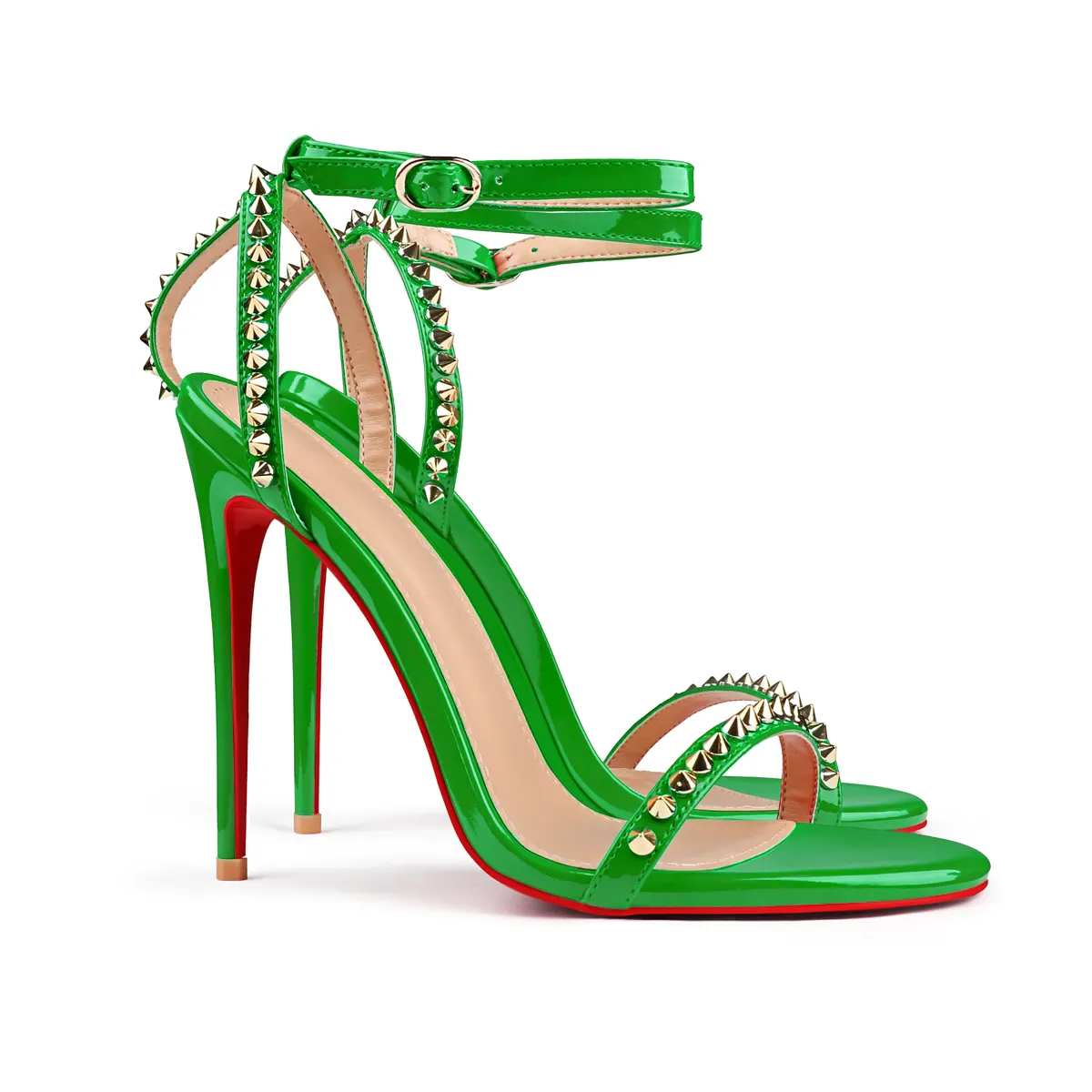 100mm/120mm Women's High Heels Rivets Party Red Bottom Sandals-vocosishoes