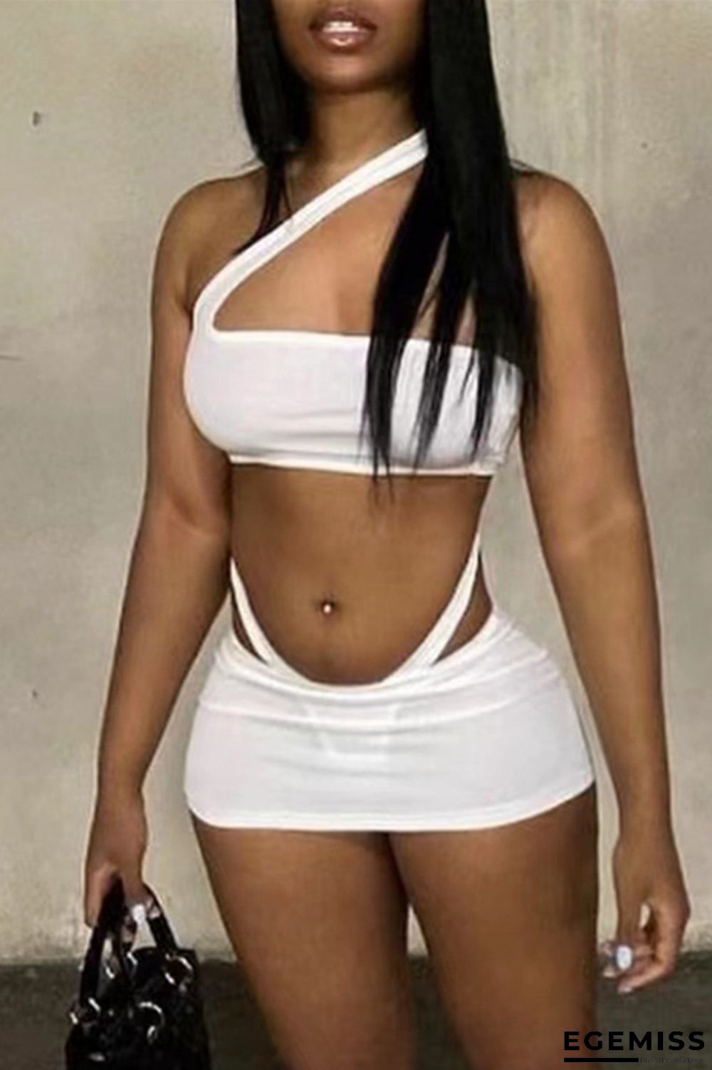 White Fashion Sexy Solid Backless Strapless Sleeveless Two Pieces | EGEMISS