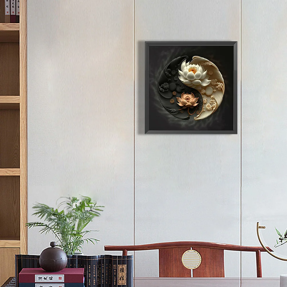 Diamond Painting - Full Round Drill - Ying Yang Flower(30*30cm)