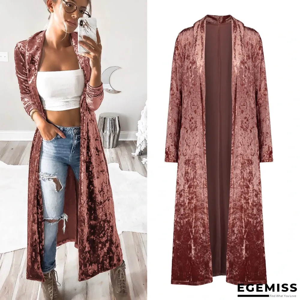 Long Sleeve Velvet Windbreaker Cardigan Coat | EGEMISS