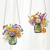 (US Local)2Pcs Bouquet Special Shape Diamond Painting Hanging Pendants for Wall Window Decor