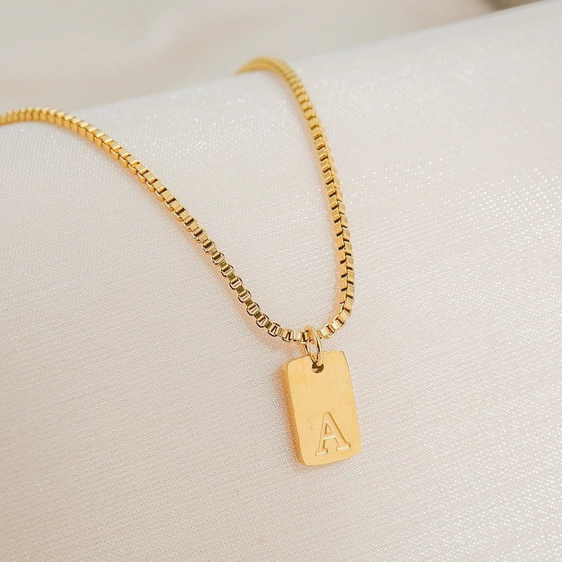 Minimalist Letter 304 Stainless Steel 18K Gold Plated Pendant Necklace