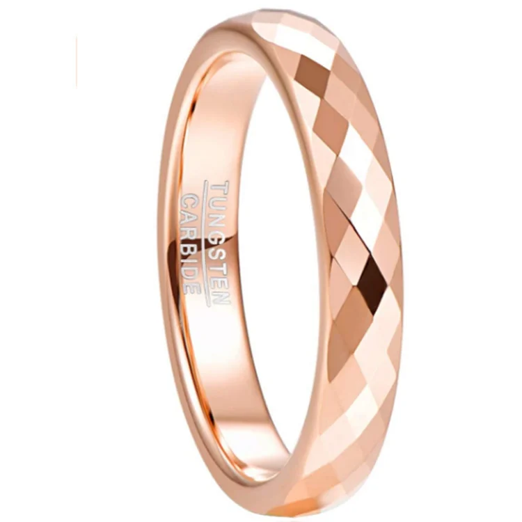 4MM 6MM Gold Plating Multi Faceted Tungsten Couples Wedding Bands